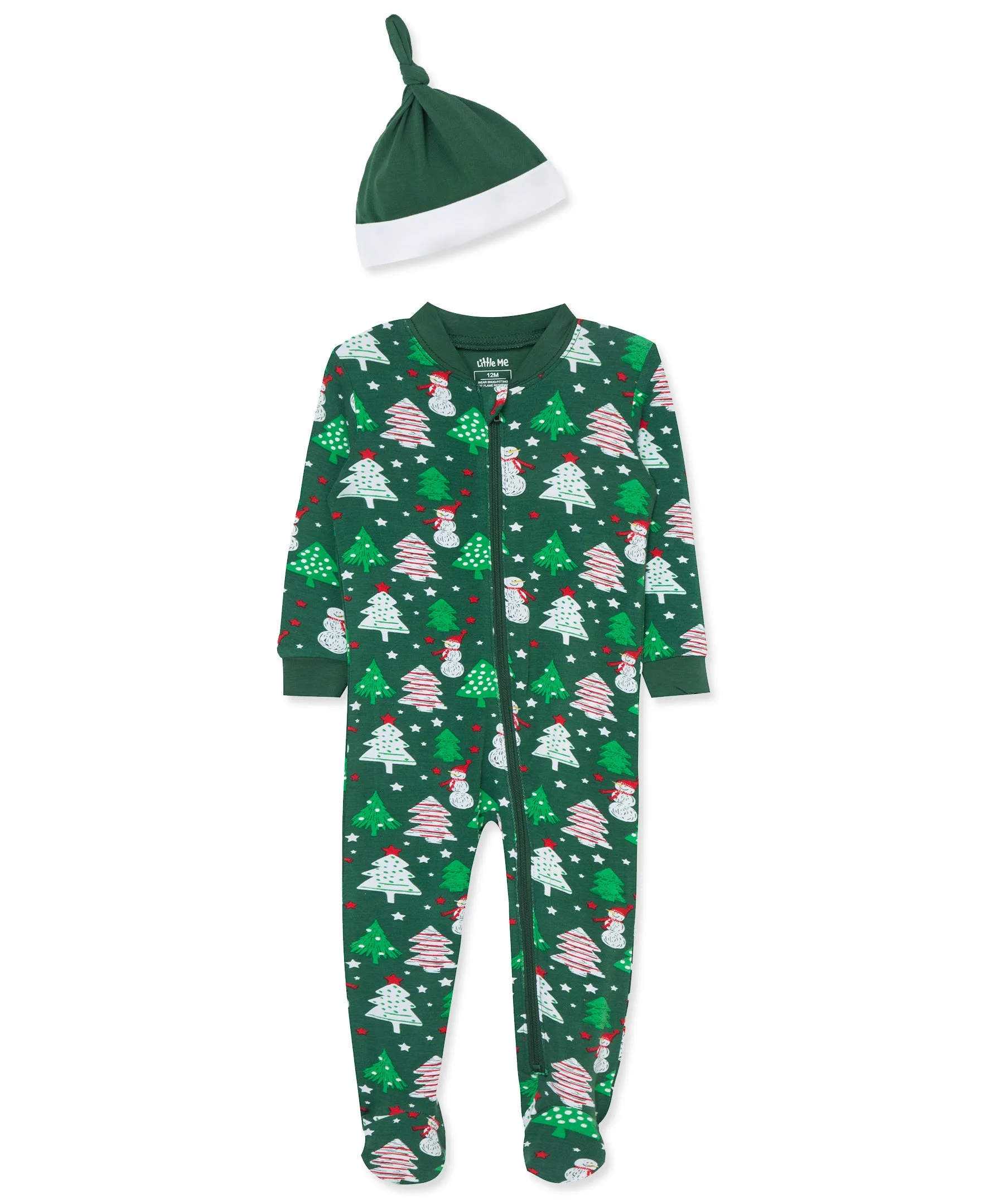 Snowman Bamboo Zip Front Footie & Hat (12M-24M)