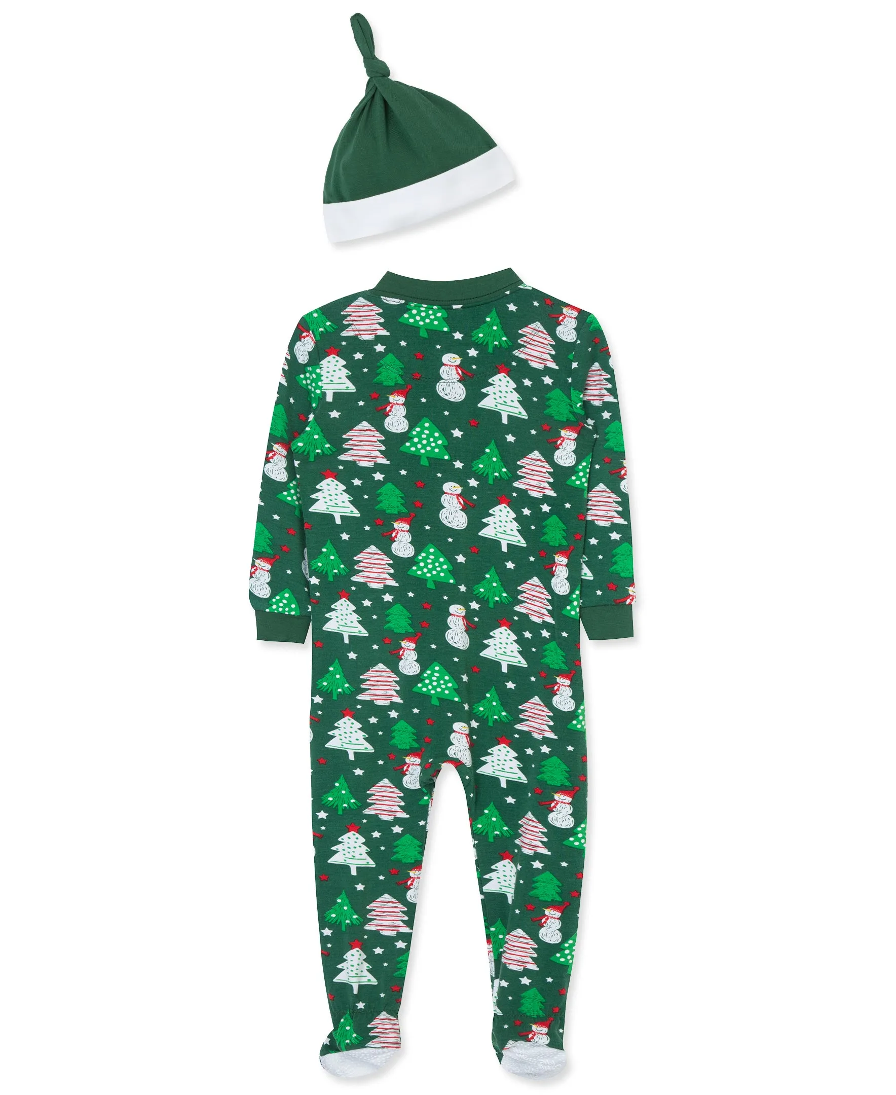 Snowman Bamboo Zip Front Footie & Hat (12M-24M)