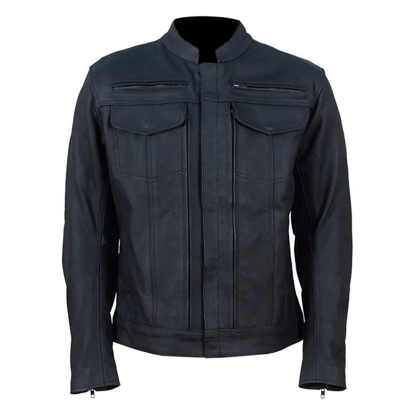 Storm rider Matte Leather Trucker motorcycle jacket