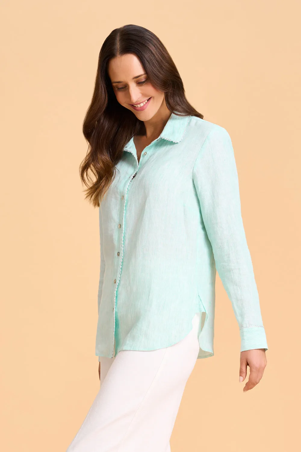 Stripe Linen Shirt - Mint Stripe