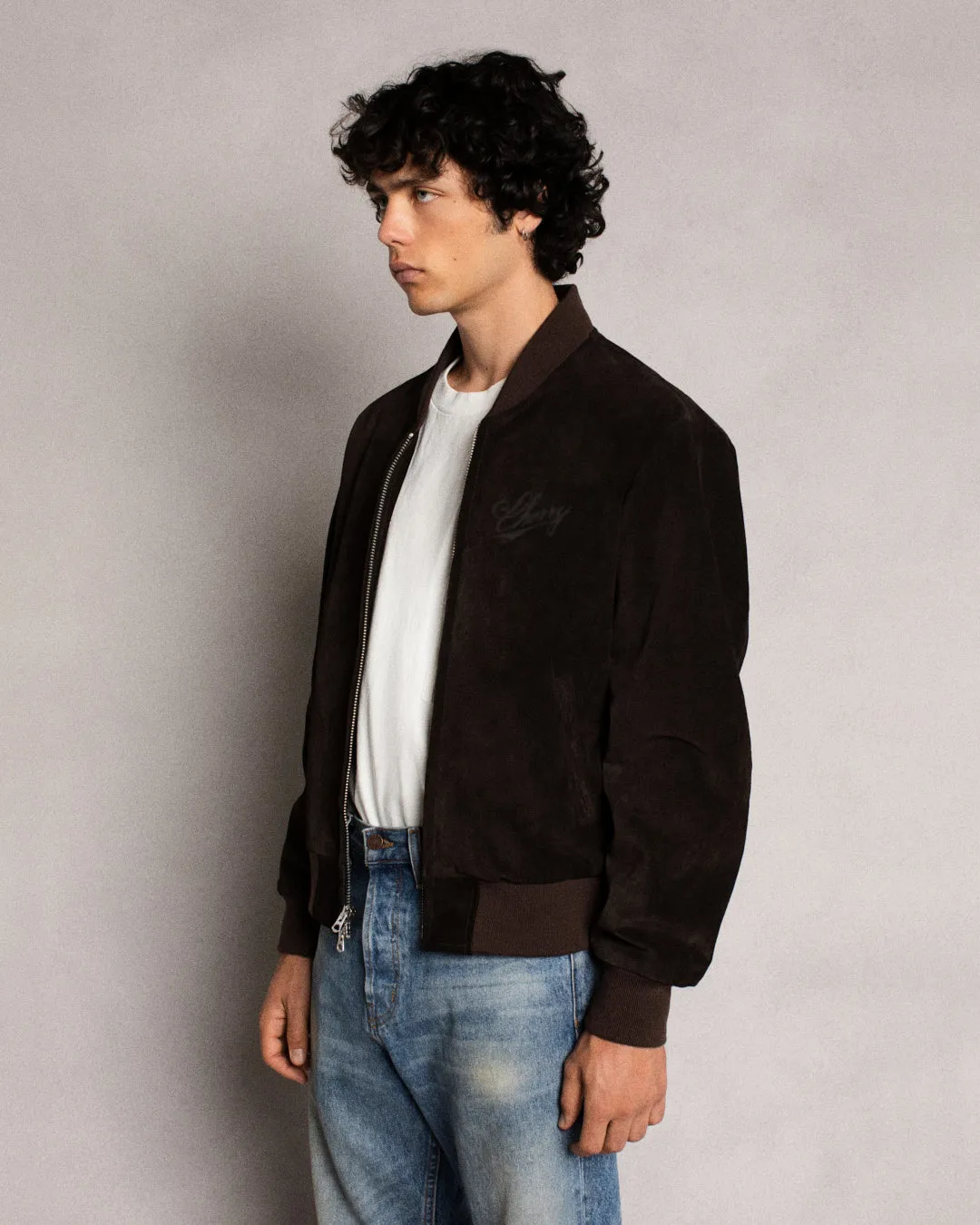 Suede Bomber Jacket (Espresso)