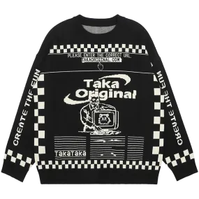 TAKA Original Moody Bob mosaic checkboard knit jumper