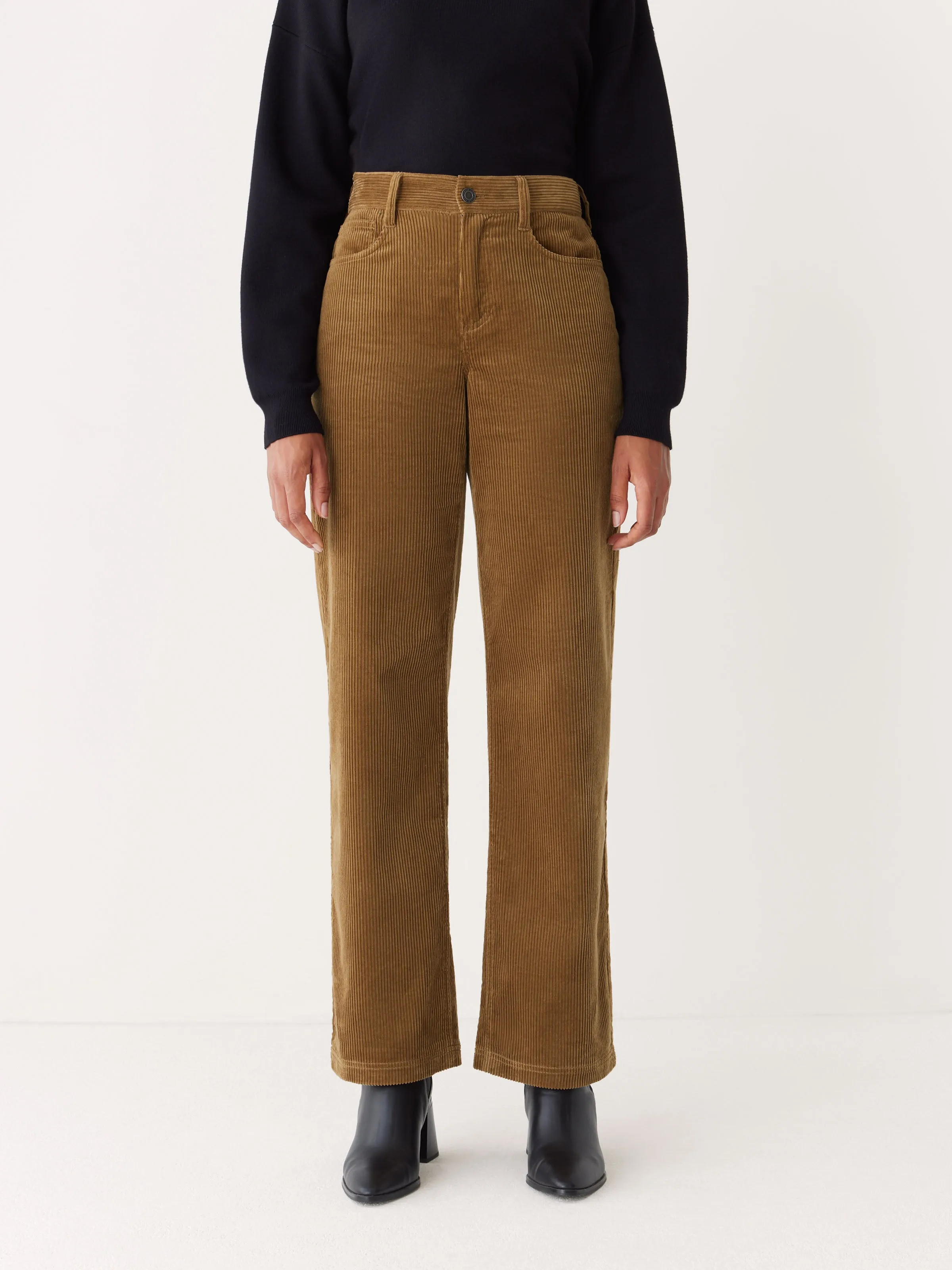 The Annie Straight Corduroy Pant in Amber Brown