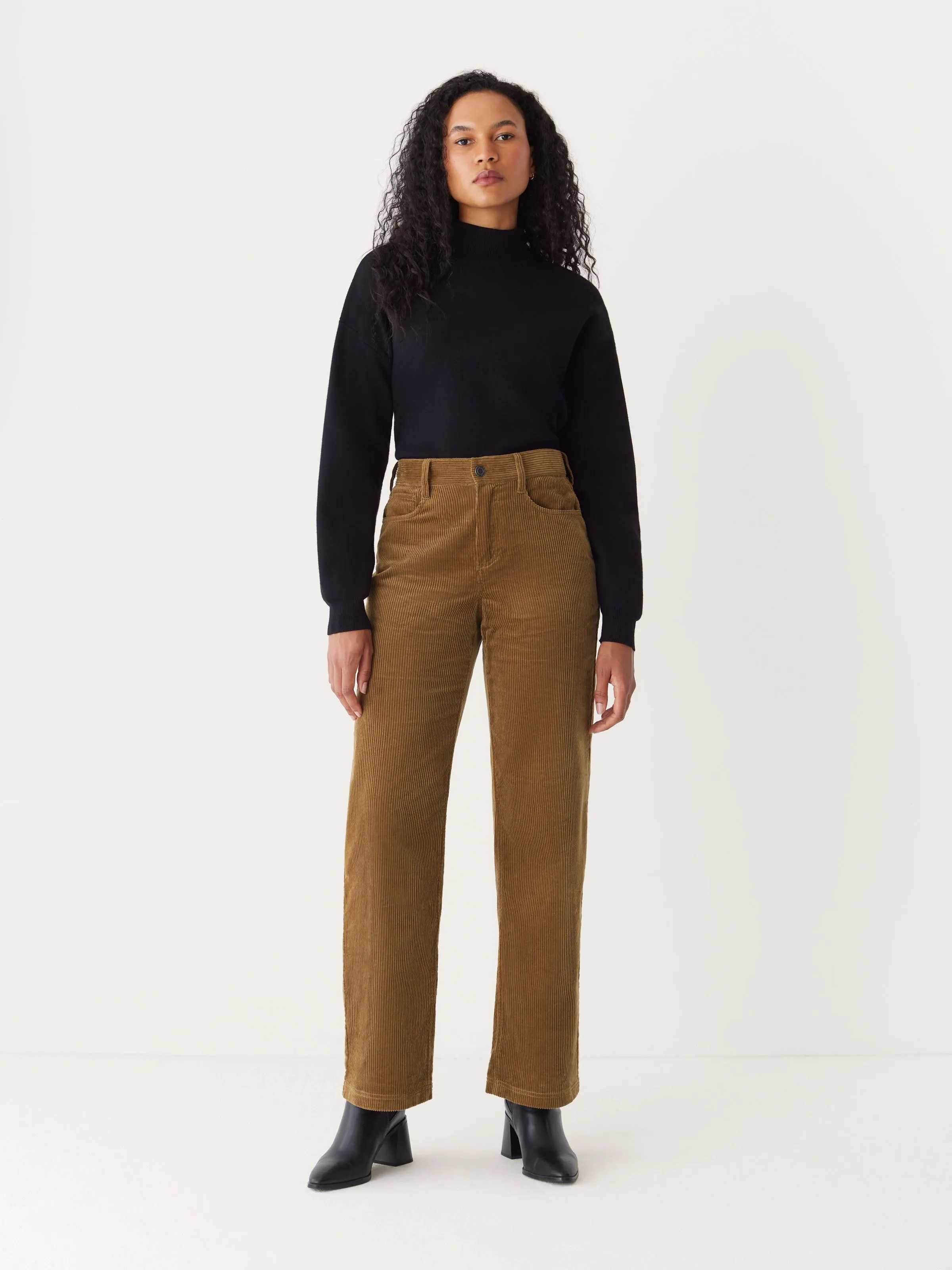 The Annie Straight Corduroy Pant in Amber Brown