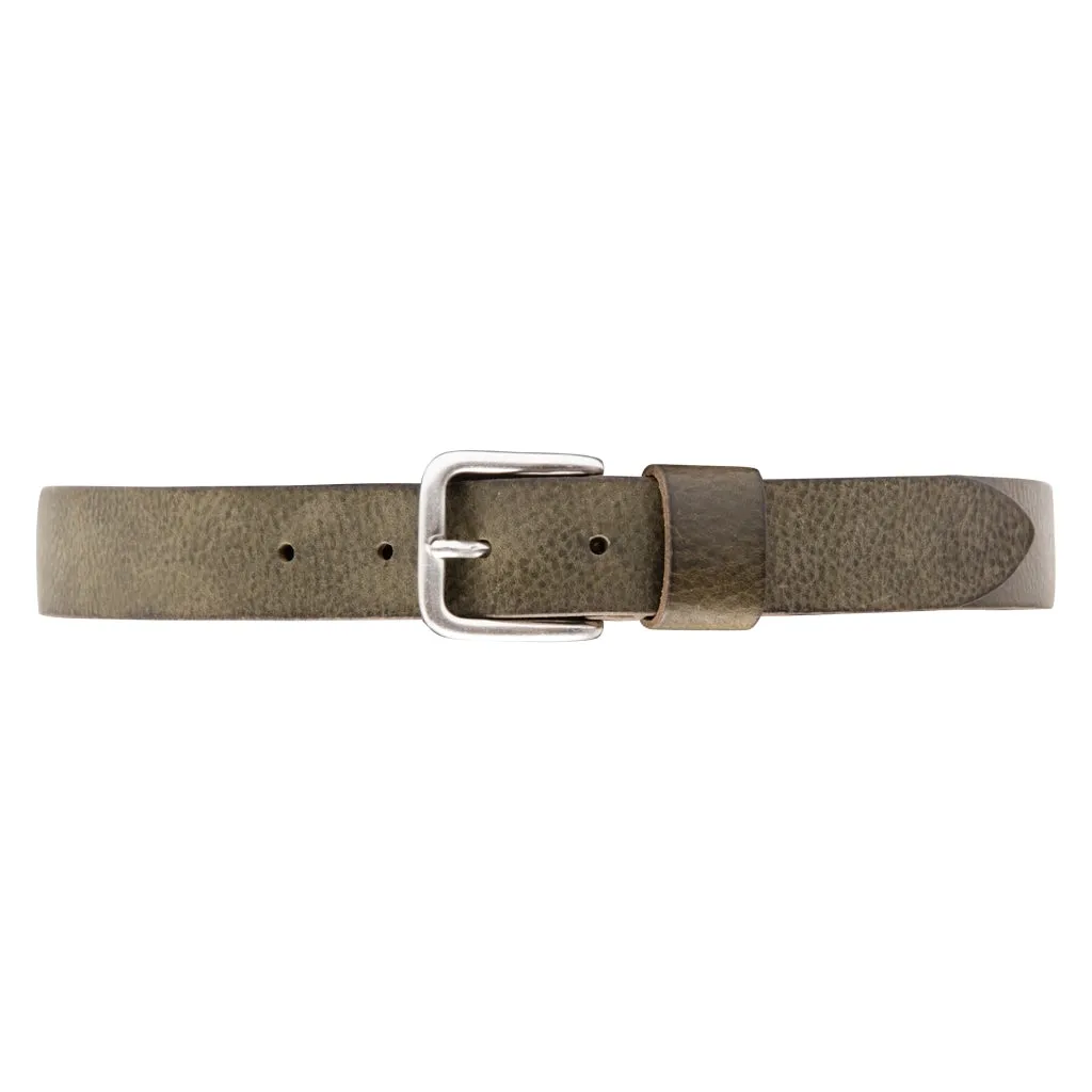 Timeless jeans belt in delicious leather quality / 12824 - Army Green