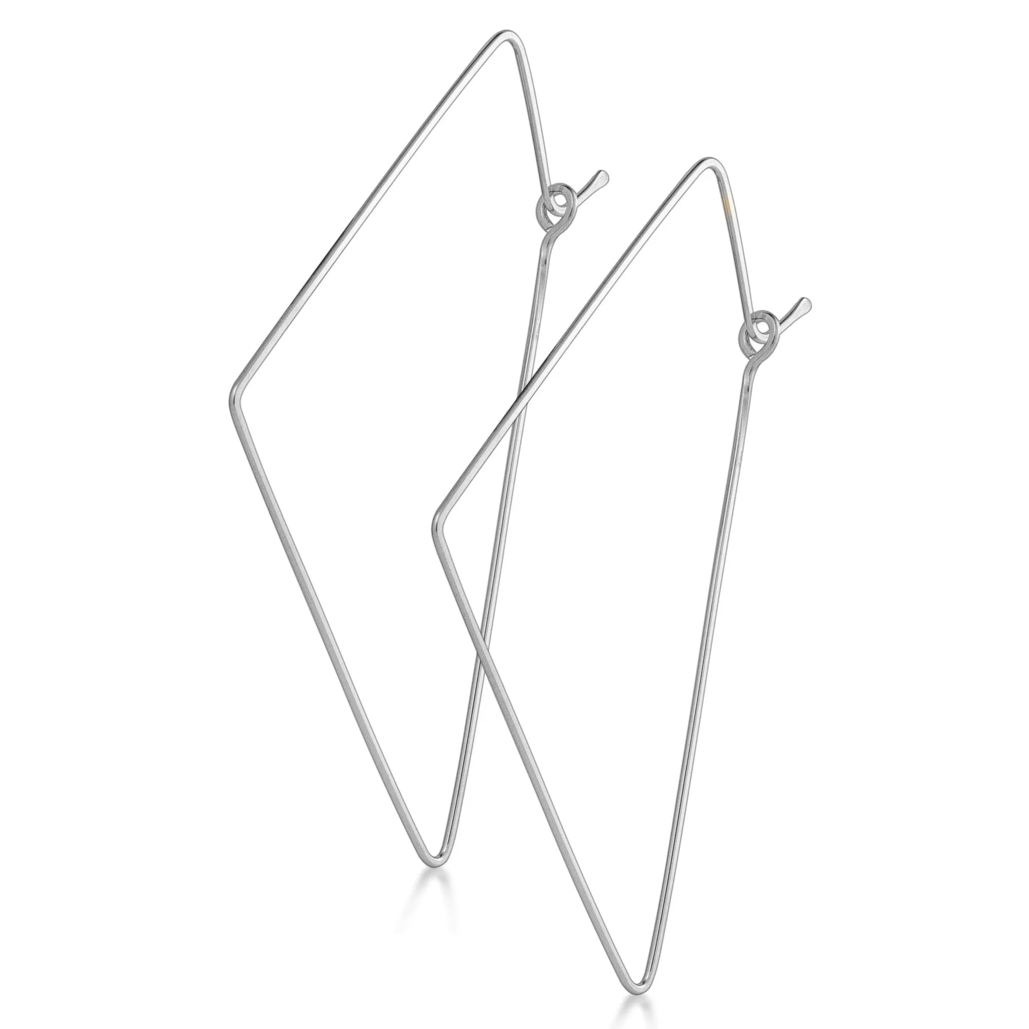 Triangle Earrings - Handmade Sterling Silver Hoops - Geometric Earrings