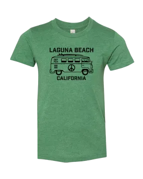 VW Peace Bus Youth Tee - Heather Grass Green